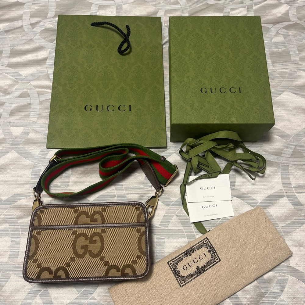 Gucci Jumbo GG Canvas Mini Camera Bag- Full Set